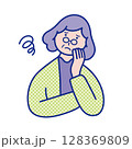 モヤモヤするシニア女性の上半身イラスト素材 128369809