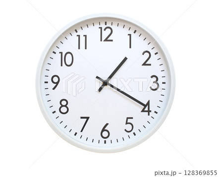 Wall clock showing 01:20 or 13:20. minimalist analog wall clock. suitable for time concept, deadline, schedule, or time zone visuals. 128369855