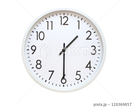 Wall clock showing 01:30 or 13:30. minimalist analog wall clock. suitable for time concept, deadline, schedule, or time zone visuals. 128369857