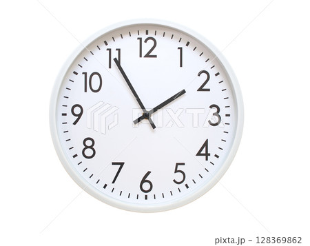 Wall clock showing 01:55 or 13:55. minimalist analog wall clock. suitable for time concept, deadline, schedule, or time zone visuals. 128369862