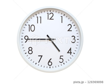 Wall clock showing 04:45 or 16:45. minimalist analog wall clock. suitable for time concept, deadline, schedule, or time zone visuals. Wall clock showing 04:45 or 16:45. minimalist analog wall clock. suitable for time concept, deadline, schedule, or time zone visuals. 128369898