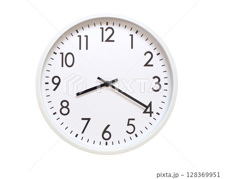 Wall clock showing 08:20 or 20:20. minimalist analog wall clock. suitable for time concept, deadline, schedule, or time zone visuals. 128369951