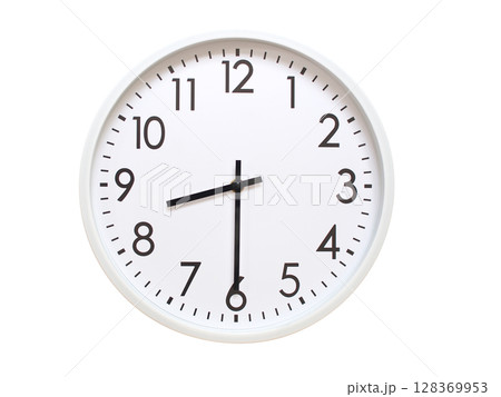 Wall clock showing 08:30 or 20:30. minimalist analog wall clock. suitable for time concept, deadline, schedule, or time zone visuals. Wall clock showing 08:30 or 20:30. minimalist analog wall clock. suitable for time concept, deadline, schedule, or time zone visuals. 128369953
