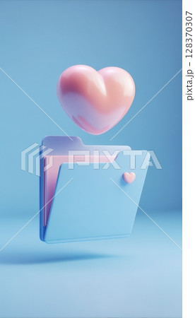 Digital Heart Icon Above Policy Folder on Pastel Blue Background 128370307