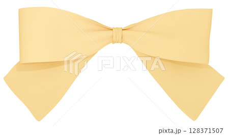 3D素材_リボン_黄色 3D素材_リボン_黄色 128371507