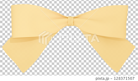 3D素材_リボン_黄色 3D素材_リボン_黄色 128371507