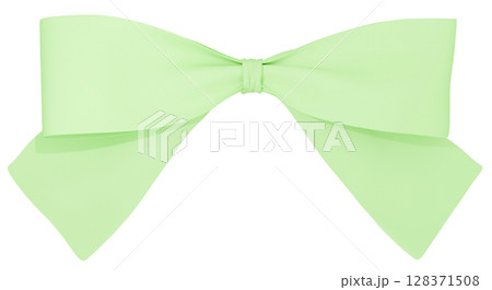 3D素材_リボン_黄緑 3D素材_リボン_黄緑 128371508