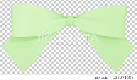 3D素材_リボン_黄緑 3D素材_リボン_黄緑 128371508