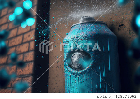 Monster can. Alluminium can with paint as a cute character. Generated AI. 128371962