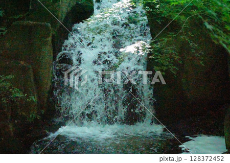 滝を流れ落ちる水　大曽根の瀧　徳川園 128372452