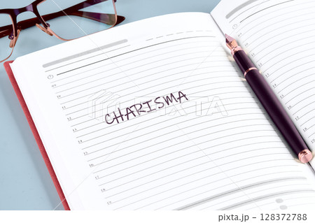 The words of CHARISMA. Business concept. A place to copy. Leader concept The words of CHARISMA. Business concept. A place to copy. Leader concept 128372788