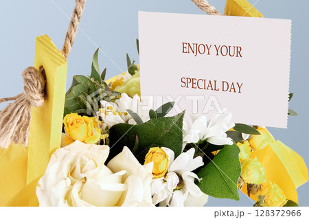 The conceptual phrase ENJOY YOUR SPECIAL DAY. The concept of good mood and spending time The conceptual phrase ENJOY YOUR SPECIAL DAY. The concept of good mood and spending time 128372966