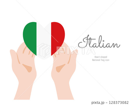 [イタリア]手と国旗のアイコン ベクターイラスト 128373082
