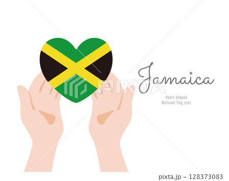 [ジャマイカ]手と国旗のアイコン ベクターイラスト 128373083