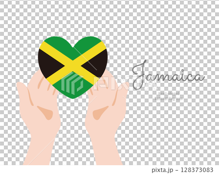 [ジャマイカ]手と国旗のアイコン ベクターイラスト 128373083