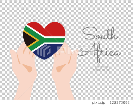 [南アフリカ]手と国旗のアイコン ベクターイラスト 128373092