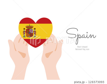 [スペイン]手と国旗のアイコン ベクターイラスト 128373093