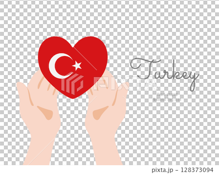 [トルコ]手と国旗のアイコン ベクターイラスト 128373094