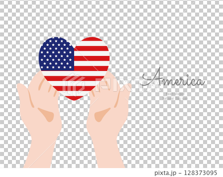 [USA] Hand and flag icon Vector illustration 128373095