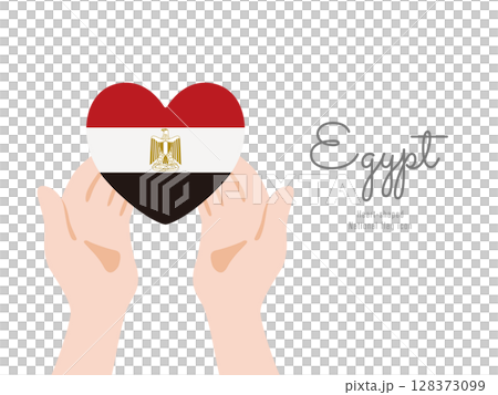 [埃及] 手和國旗圖標矢量圖 128373099
