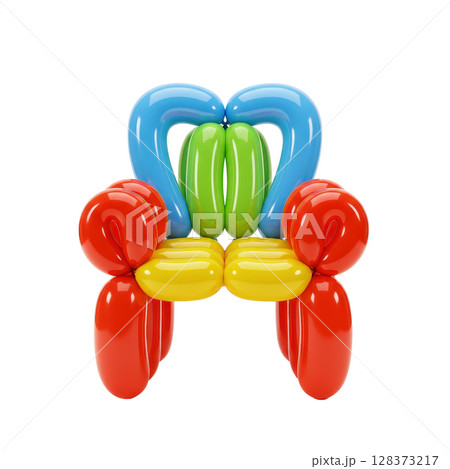 Colorful balloon armchair in abstract form, perfect for festive party decorations 128373217