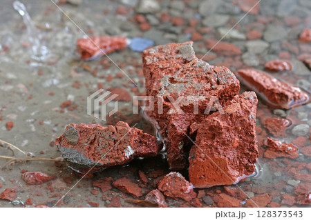 Texture of the old brick wall 128373543