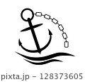 anchor with chain ship illustrator 128373605