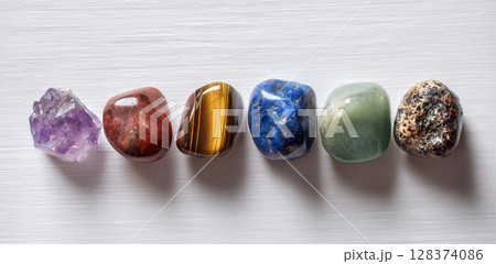 カラフルなパワーストーン　AI画像 128374086