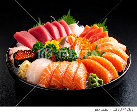 新鮮な刺身の盛合せ 128374265