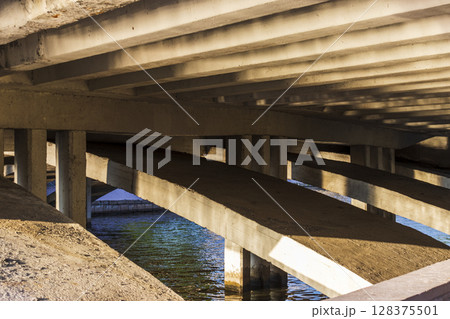 Shot of the bridge across the river 128375501