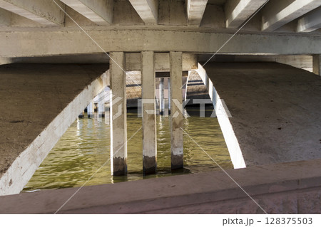 Shot of the bridge across the river 128375503
