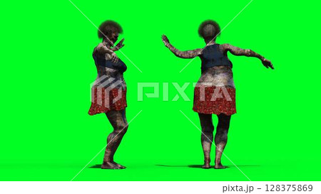 Zombie funny dance green screen . 3d rendering. 128375869