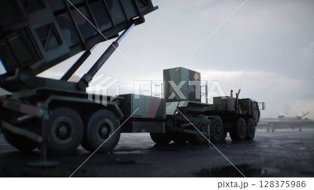American air defense system. Military base. 3d rendering. 128375986