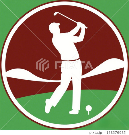 ティーショットを打つゴルファーのアイコン 128376985