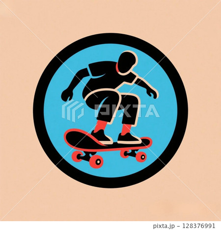スケボーモチーフにしたアイコン 128376991