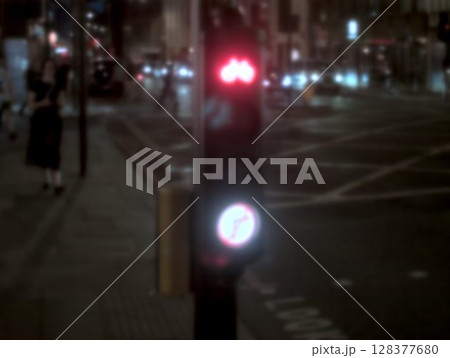 blurred of traffic lights at night 128377680