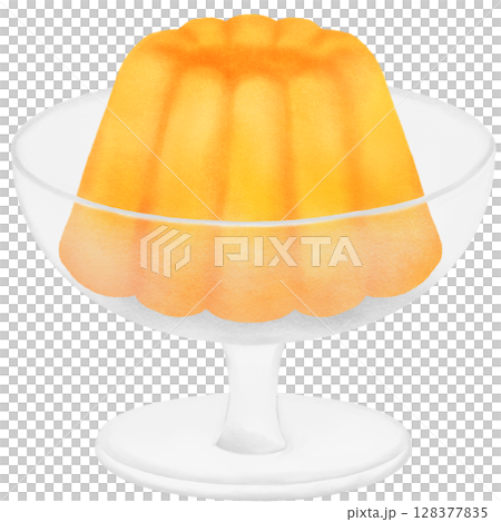 甜點杯中的橘子果凍插圖 128377835