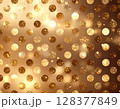 黄金の輝き：光り輝く円形（ドット）の抽象パターン背景 128377849