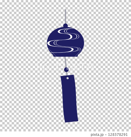 風鈴のイラストアイコン（夏の和モチーフ・水紋） 128378291