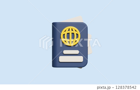 Passport Icon for Airplane Travel . 3D Rendering. 128378542