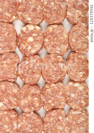 Savory minced meat and cheese patties Savory minced meat and cheese patties 128378592