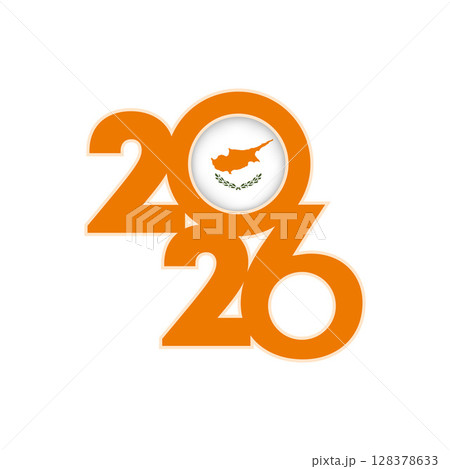 2026 banner with Republic of Cyprus flag inside. 128378633