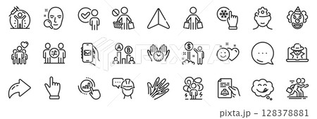 Fraud, Freezing click and Veins line icons pack. Share, Message, Paper plane icons. Discrimination, Income money, Foreman web icon. Ab testing, Smile, Face search pictogram. Vector Fraud, Freezing click and Veins line icons pack. Share, Message, Paper plane icons. Discrimination, Income money, Foreman web icon. Ab testing, Smile, Face search pictogram. Vector 128378881