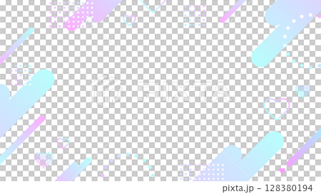 Neon color gradation pop heart frame 16:9 128380194