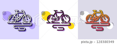 Bike line icon. Halftone dotted pattern. Gradient icon with grain shadow. Bicycle route sign. Cycling track symbol. Line bike icon. Various designs. Vector Bike line icon. Halftone dotted pattern. Gradient icon with grain shadow. Bicycle route sign. Cycling track symbol. Line bike icon. Various designs. Vector 128380349