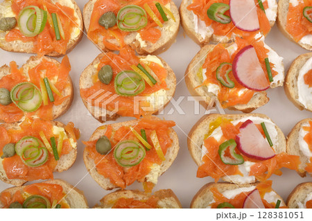 Carrots prepared as vegan salmon Carrots prepared as vegan salmon 128381051