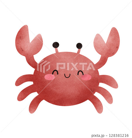 cartoon red crab isolated on white background 128381216