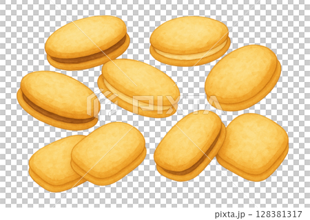 【お菓子】2種類のラング・ド・シャのイラスト 128381317