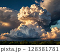真夏の空と入道雲 128381781