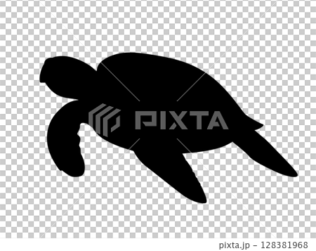 ウミガメのシルエット_ベクターイラスト 128381968
